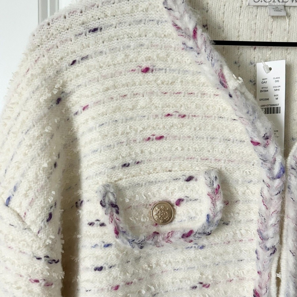 NEW J.Crew Cropped Lady Jacket Ivory Confetti Merino Alpaca BV394 Size Medium - Picture 2 of 6